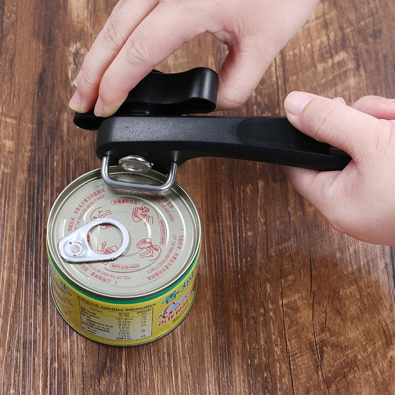 1pc Plastic Professional Kitchen Tool Safety Hand-actuated Can Opener Side Cut Easy Grip Manual Opener Knife for Cans Lid