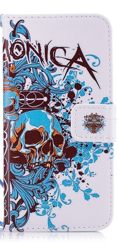 Чехол-книжка с кошельком из мягкий силиконовый чехол для huawei P8 Lite P8Lite крышка ALE-L21 ALE-L23 ALE-L04 ALE-L02 ALE L21 L04 L23 L02 чехол s - Цвет: Blue Skull