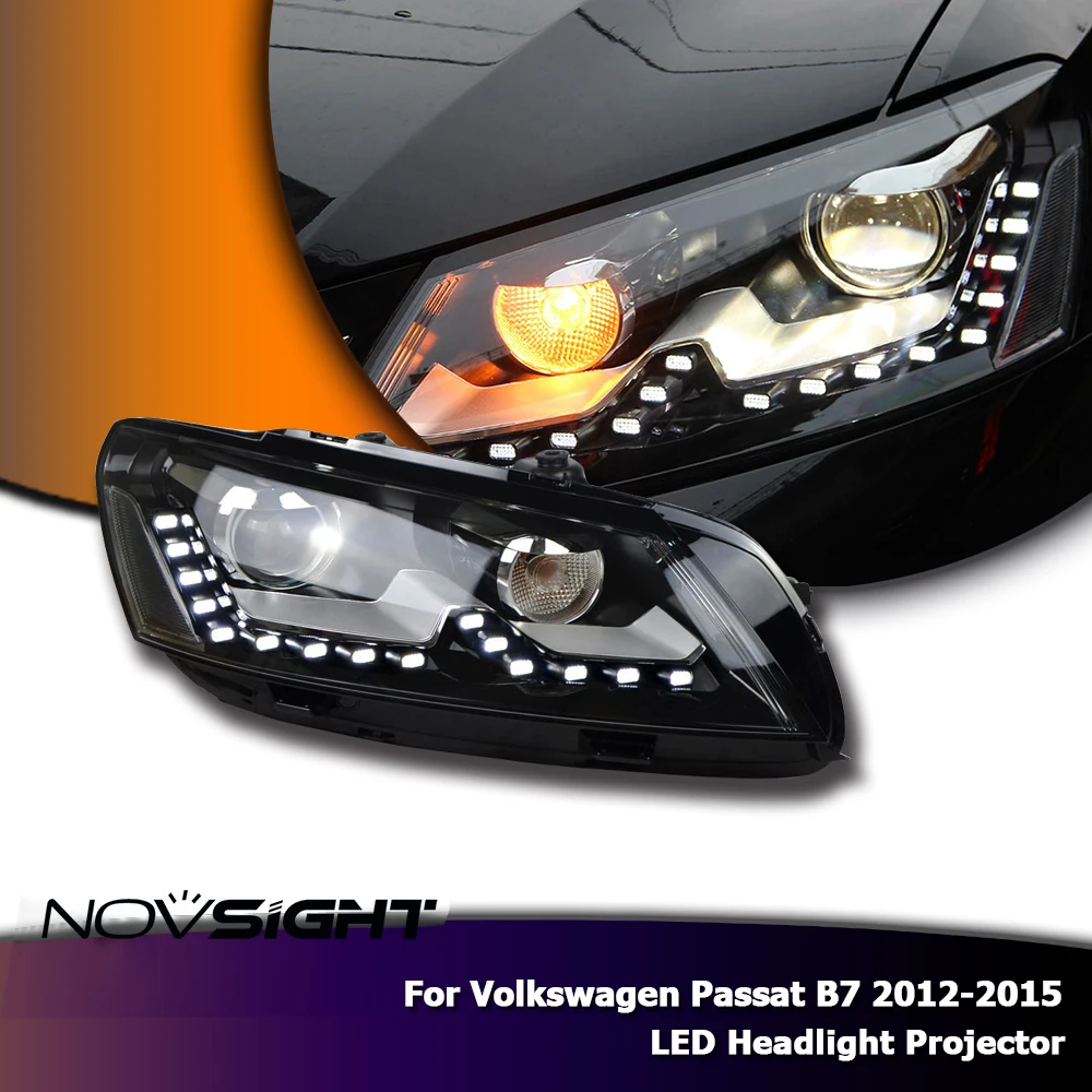 NOVSIGHT 2X светодиодные Налобные прожекторы сборки LED DRL Противотуманные фары для VW Passat B7 2012- американская версия