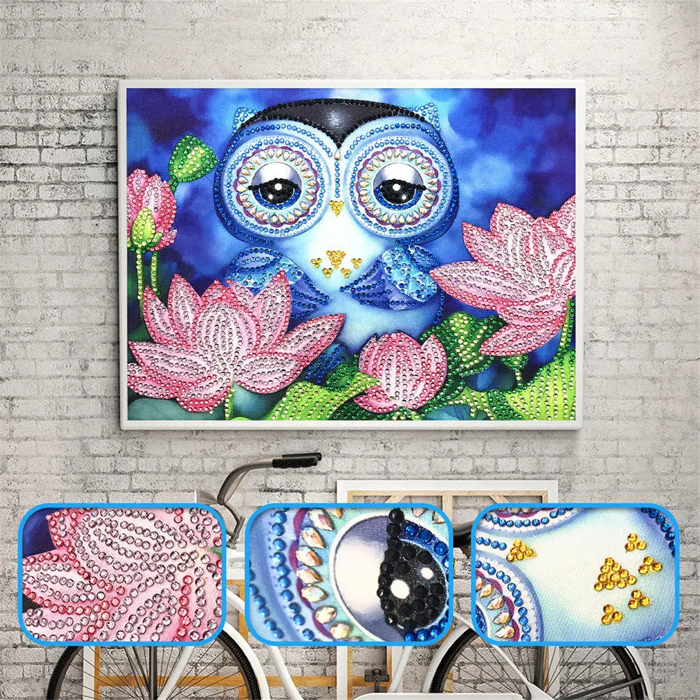 

Sashiko Special shaped Diamond Painting Owls Combination Modern Pattern DIY 5D Part Drill Cross Stitch Crystal Art Home Decor