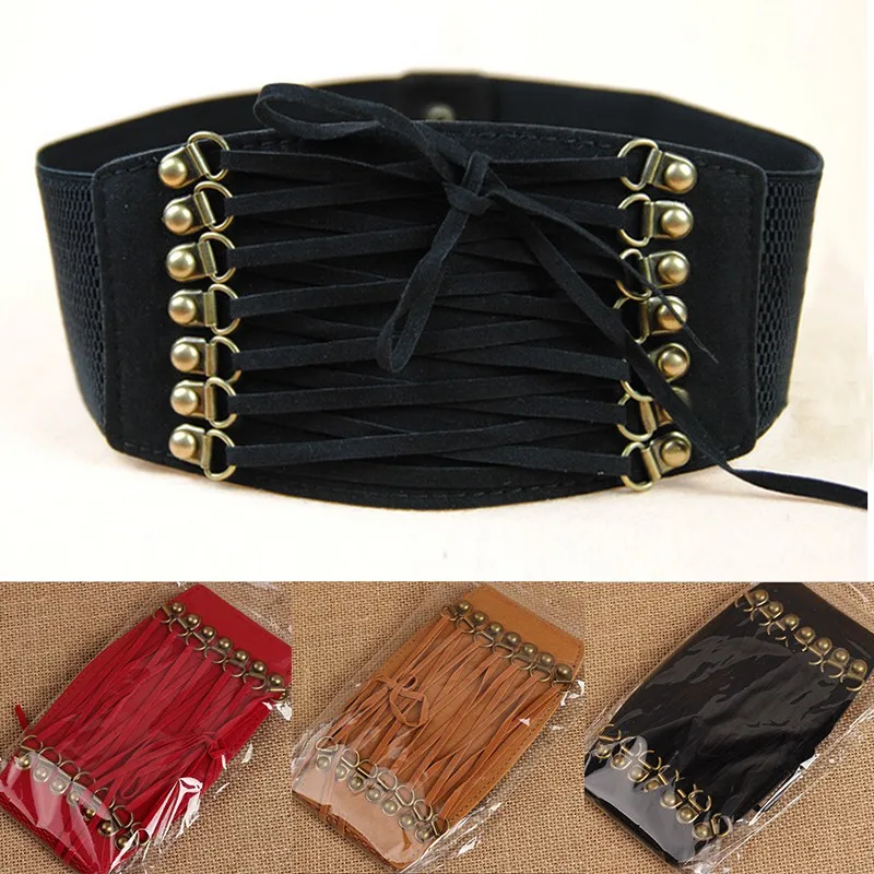 Women Retro Corset Velvet Wide Belt High Waist Band Trendy Belt