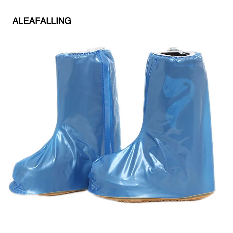 

Aleafalling Solid Large Waterproof Shoes Covers Knee High Collapsible Portable Zipper Boot Thicken Travel Student boots SC006