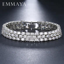 EMMAYA 3 Camadas Pulseira de Cor Prata com Brilhante de Cristal Nova Moda CZ Mulheres Pulseiras Bangles