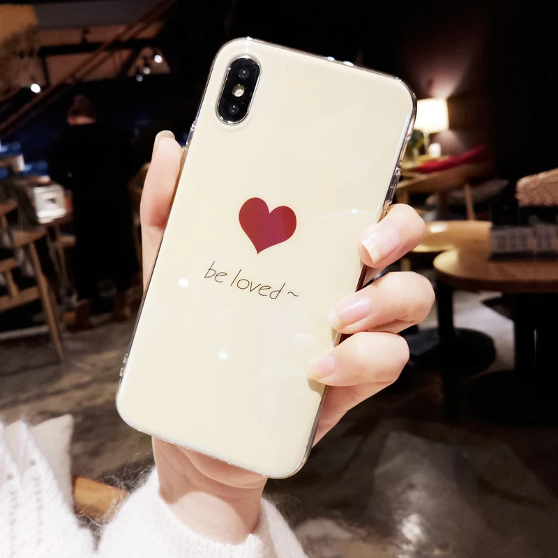 Fille CHAOLIDA Grosir TPU Lembut Handphone untuk Iphone X 6 6 s 6 Ditambah 7 7 Ditambah 8 8 Ditambah Merah Hati Ponsel Kembali Covers untuk pecinta