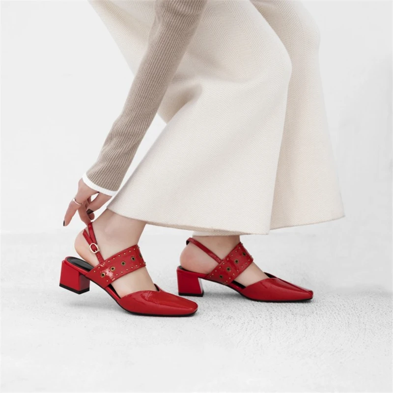 MSSTOR Womens Sandals Summer Rivet Party Fashion Elegant Buckle Stray Sexy Red Sandals Square Toe Ankle Strap Heels Sandals MSSTOR Womens Sandals Summer Rivet Party Fashion Elegant Buckle Stray Sexy Red Sandals Square Toe Ankle Strap Heels Sandals