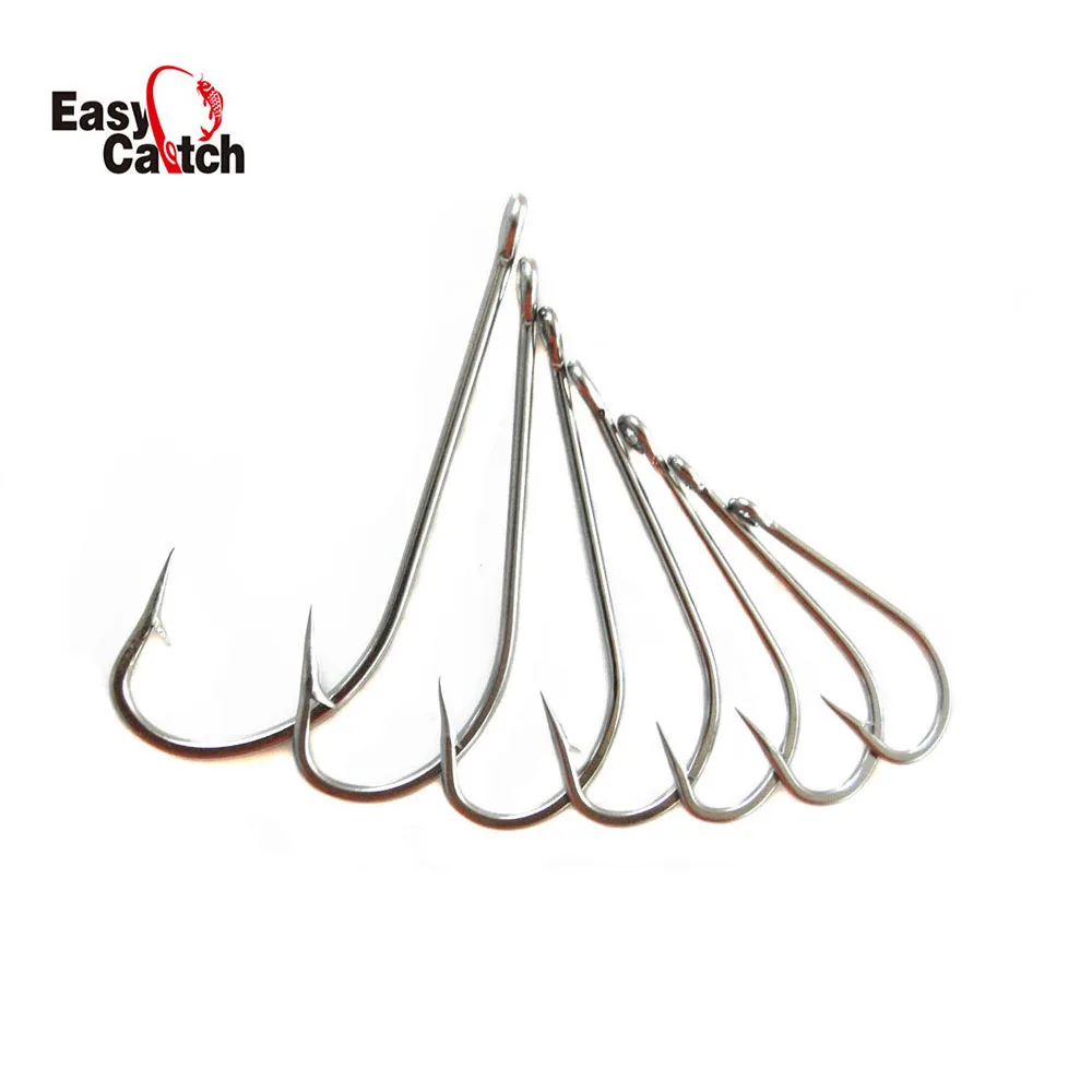 20pcs 34007 Stainless Steel Fishing Hooks Silver Big Extra Long Shank