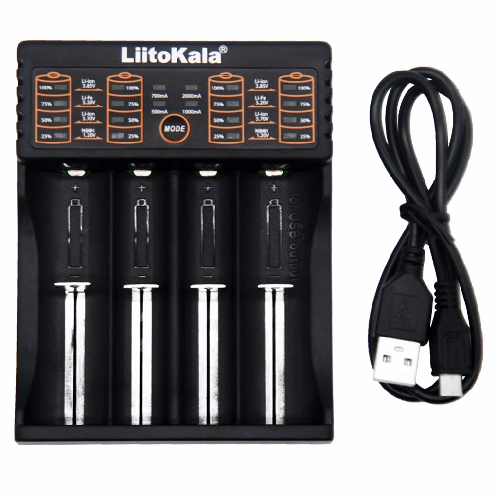 Умное устройство для зарядки никель-металлогидридных аккумуляторов от компании Liitokala: Lii-402 литий Батарея Зарядное устройство для 18650 26650 16340 14500 4 слота