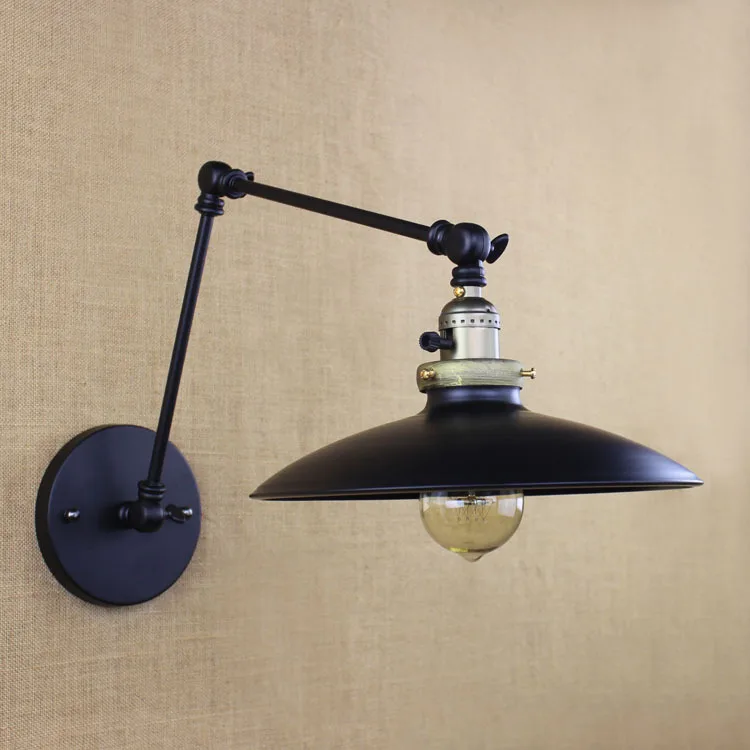 

Loft Industrial Retro Simple Iron Wall Lamp Umbrella Long Swing Arm Balcony Bar Decoration LED Wall Lighting Free Shipping