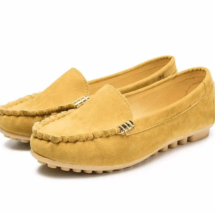 Модные из искусственной кожи Женская обувь на плоской подошве женская обувь повседневные туфли на плоской подошве Лоферы 4 цвета Для женщин обувь zapatos mujer Большие Размеры 35-44* 093 - Цвет: Yellow