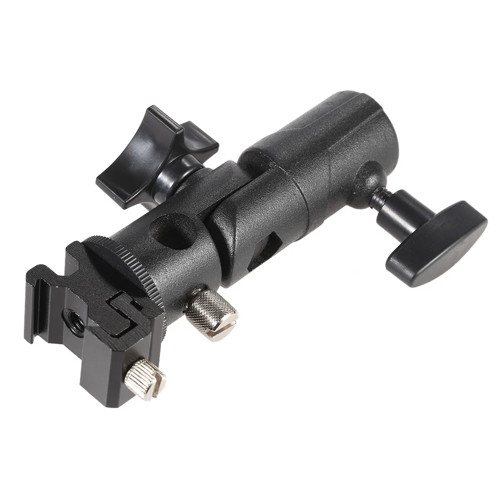 E Type Universal Metal Flash Hot Shoe Speedlite Umbrella Holder Light Stand Bracket with 1/4
