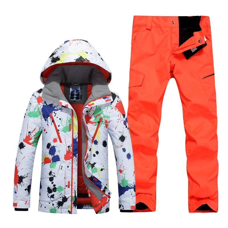 2017 mannen skipak mannelijke witte ski jas en oranje rood ski broek set  skateboarden skiën buitensporten pak voor mannen|ski suits male|men ski  suitwhite ski jackets - AliExpress