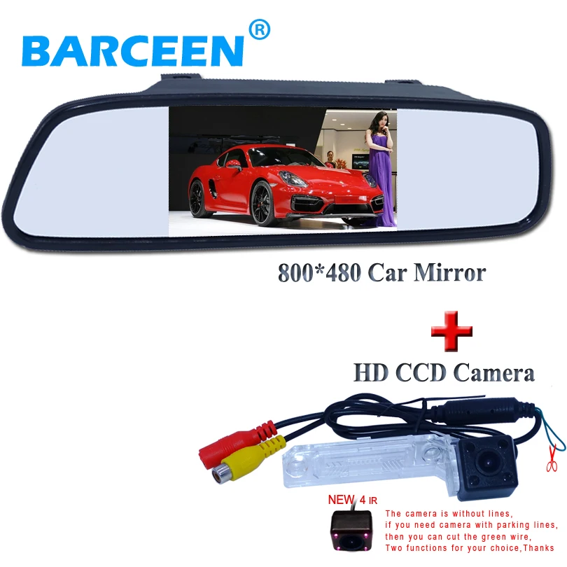 

4.3"lcd car mirror monitor+shockproof glass lens car rear reversing camera for Volkswagen PASSAT B5/Jetta/Touran/Caddy