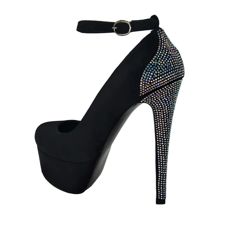 Original Intention US Size 4-10.5 Super High Heels Sexy Black Pumps New Fashion Platform Women Flock Pumps Autumn Shoes Woman