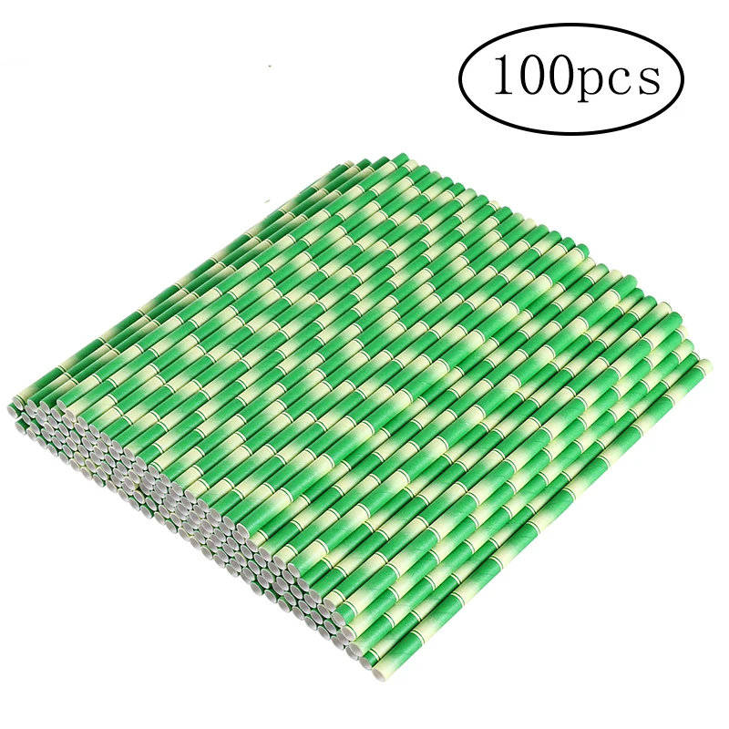 

100pcs Disposable Party Tableware Drinking Straws Biodegradable Paper Straws Bamboo Drinking Straws For Party Drinks Decoration