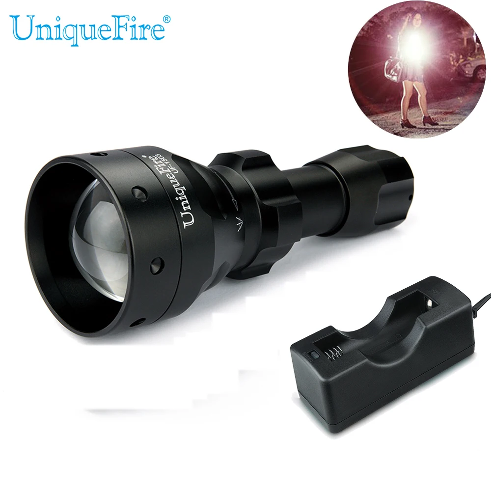 

UniqueFire 1503 XPE Green/Red/White Light LED Flashlight 3M Zoomable Torch with Tail Switch,USB Charger,Scope Mount for Hunting
