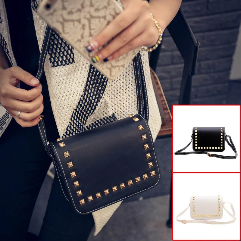 

Women Messenger Bag Fashion Punk Rivet Girls Shoulder Crossbody New PU Leather Bags 88 WML99