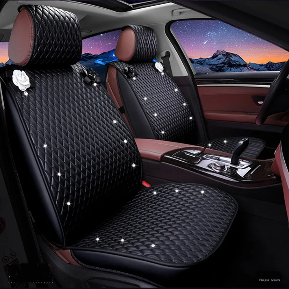 BLACK LEATHER FRONT SEATS COVER