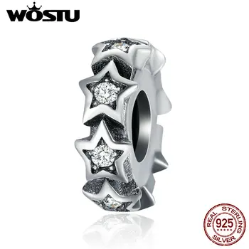

WOSTU High Quality 925 Sterling Silver Dazzling Star Spacer Beads Fit WST Charm Bracelet DIY Jewelry Making Gift DXC244