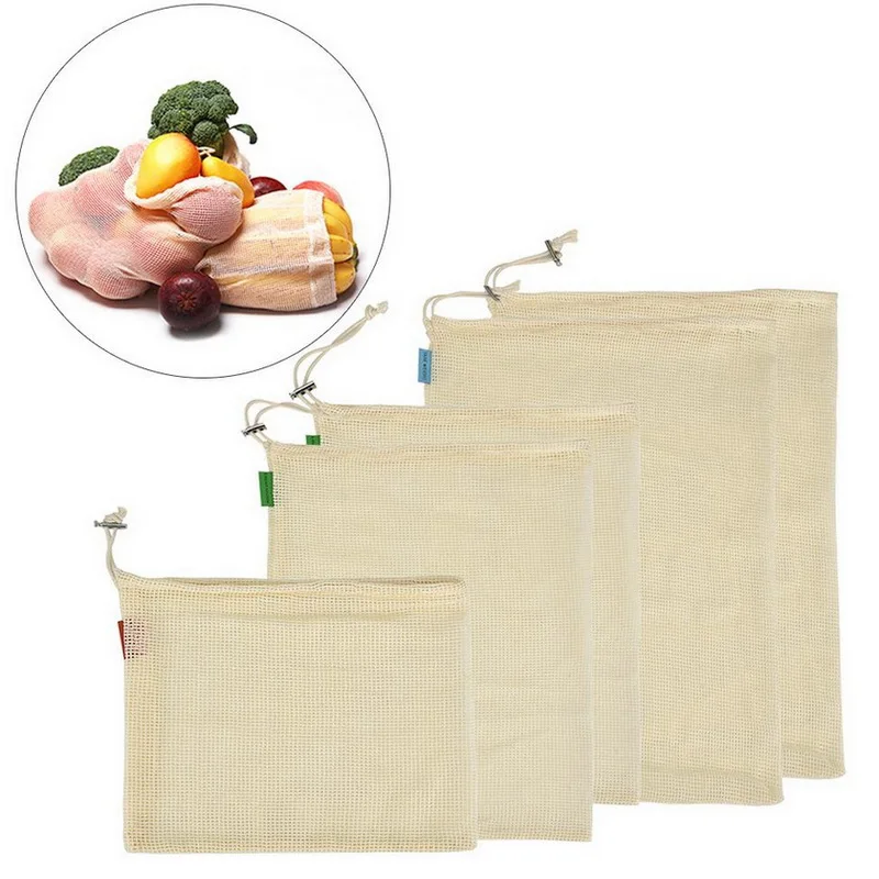 

Reusable Cotton Drawstring Storage Bag Fruit Vegetable Rice Bread Seeds Spices Nut Milk Organizer Pouch Shopping Storage Bag