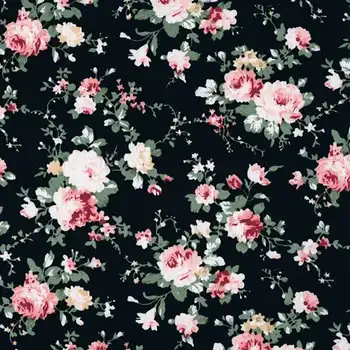 

New arrive Black rose 100% Cotton Sewing Fabric Flowers Tissus Au Metre DIY Scrapbooking Tissus Material Patchwork