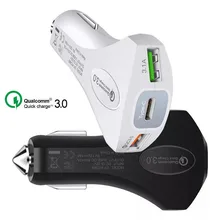 Автомобильный USB Зарядное устройство Quick Charge 3,0 Мобильный телефон Зарядное устройство Тип с 2 портами(стандарт для быстрого автомобильного Зарядное устройство для Xiaomi iPhone samsung планшет автомобильный-Зарядное устройство