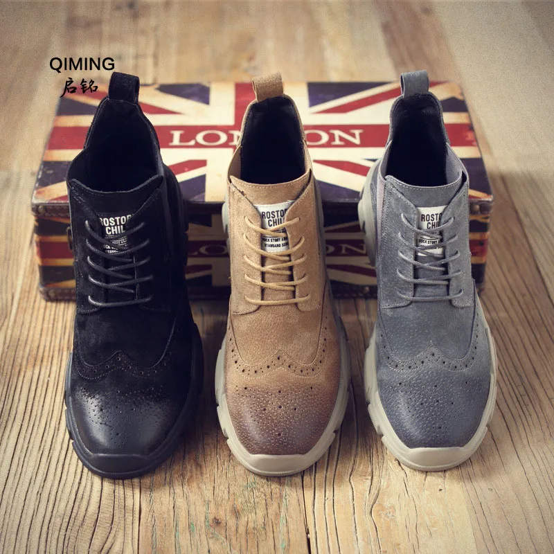 

Autumn new men's casual Martin boots European and American men's tide shoes leather carved men's boots @8