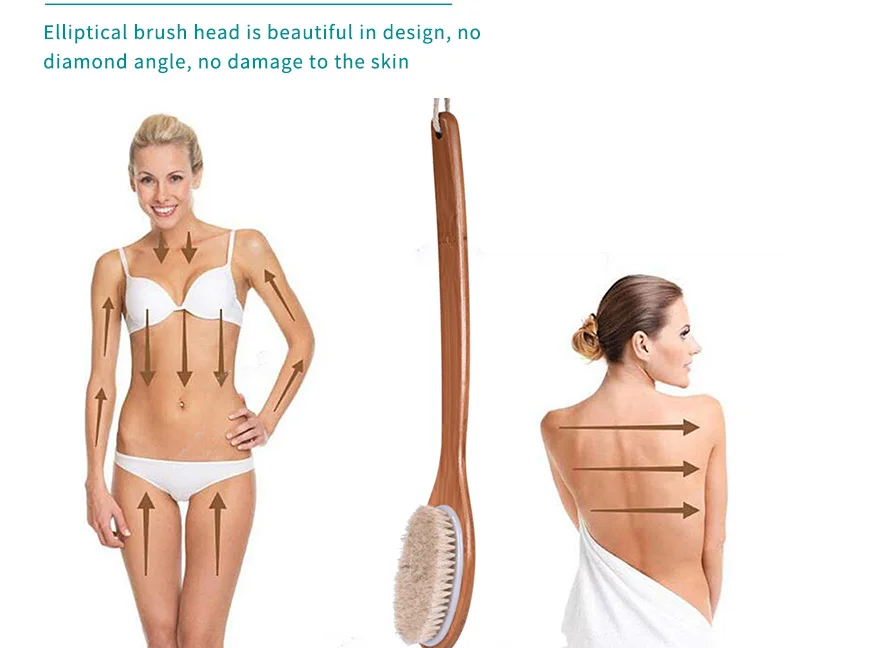 Dry Skin body Brush Exfoliate Improve Circulation&Cellulite Tools natural bristle Wooden SPA Woman SkinCare Dry Body Brush