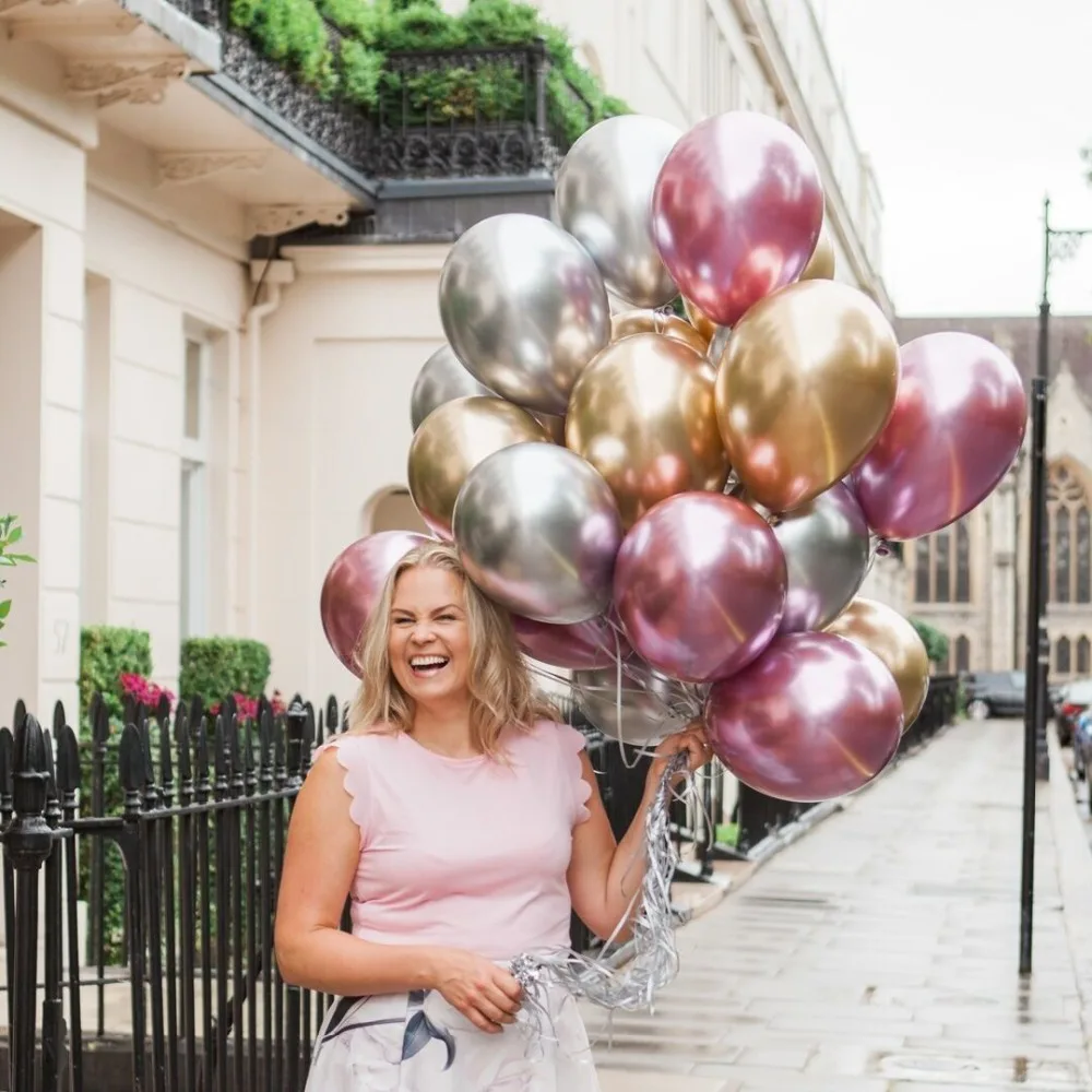 

12pcs/lot 12inch Chrome Latex Air Helium Balloons Baby Bridal Wedding Birthday Party Metallic Pink Gold Silver Balls Decor Kids