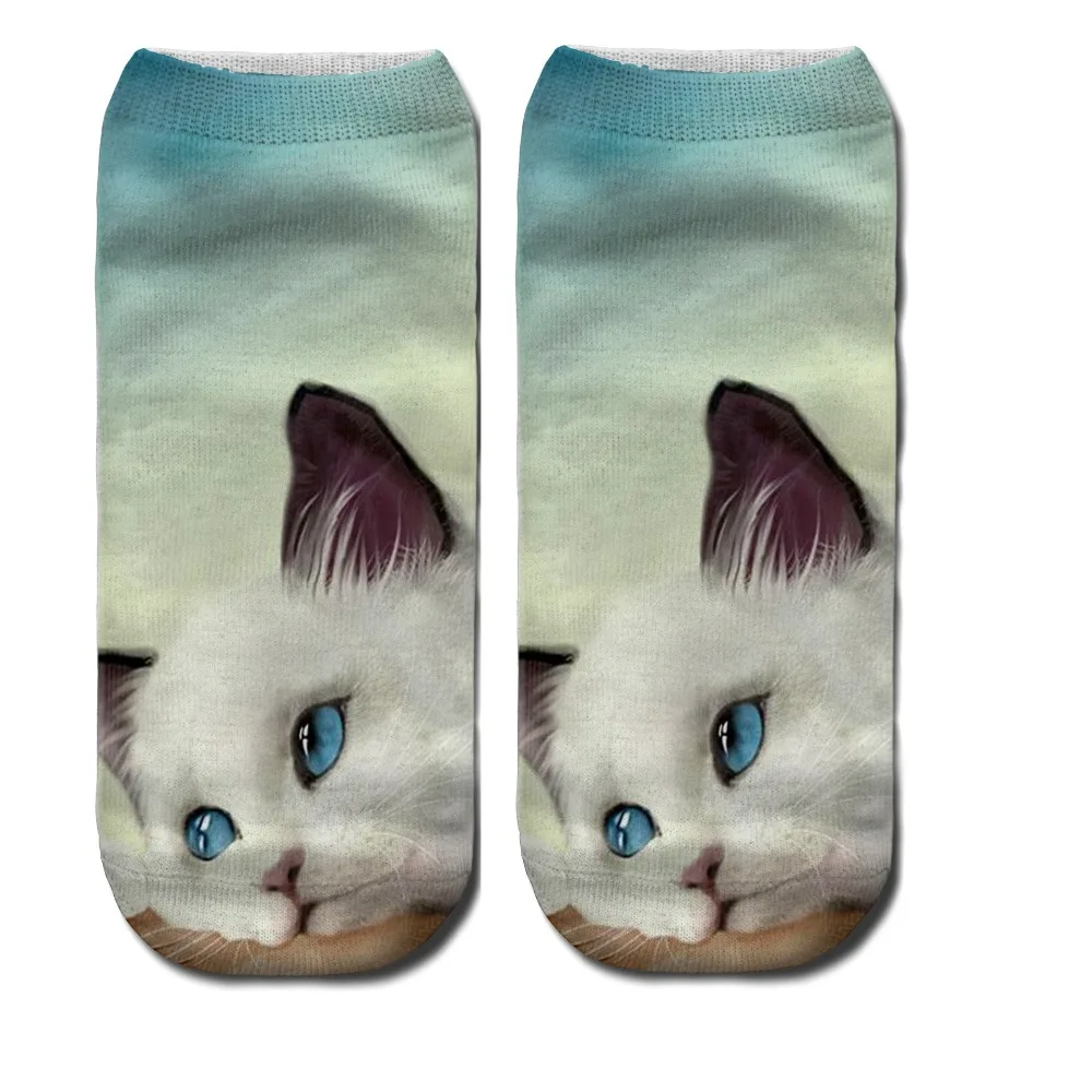Хлопковые носки женские носки на каждый день Harajuku Корея котенок красочная трубка художественная Повседневная Мягкая Горячая Распродажа с животным принтом милые носки теплые носки для девочек