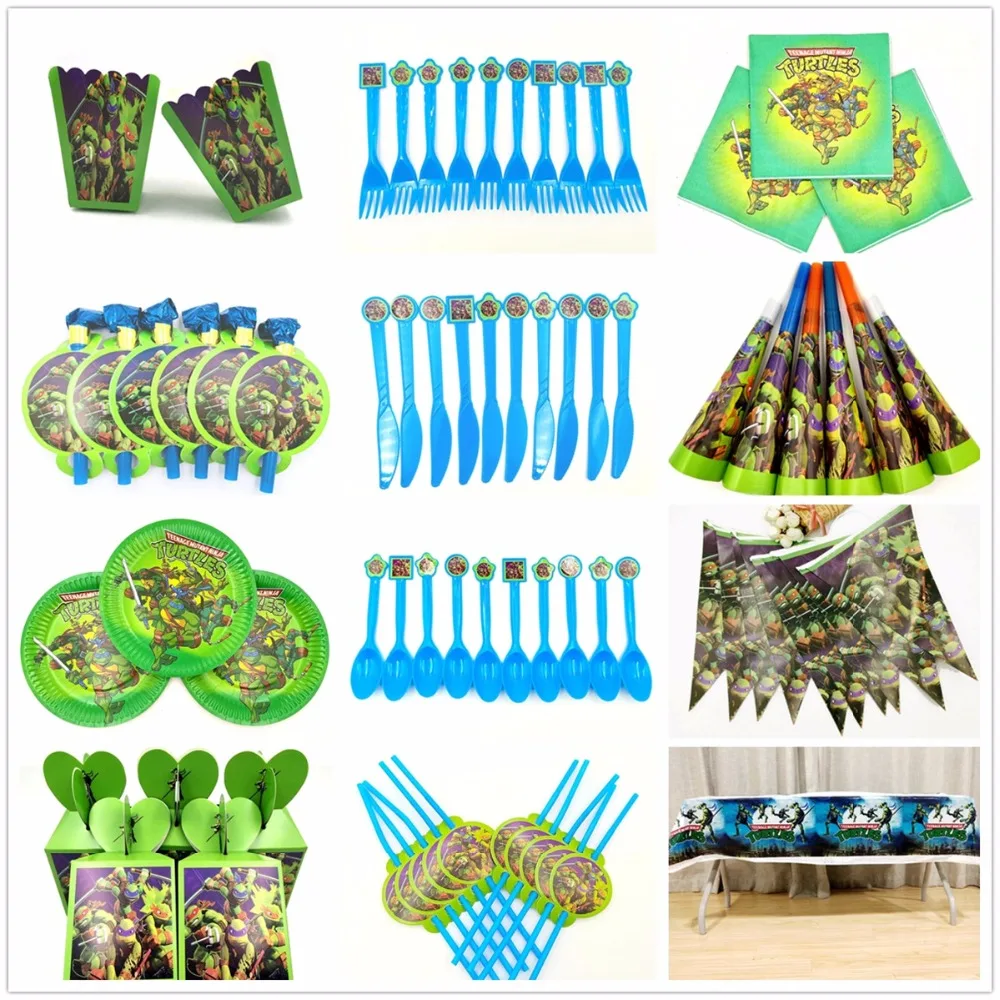 

Teenage Mutant Ninja Turtles Kids Birthday Party Supplies Turtles Paper Banner Table Cloth party decoration Plates Cups Straws
