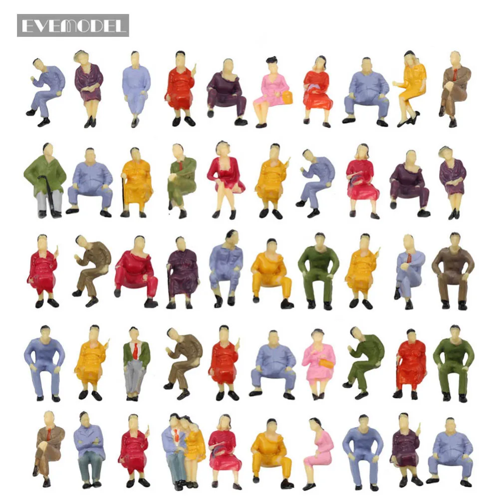 50pcs All Seated Sitting 1/50 Scale Seated People Railway Figures Scenery Miniature P4302 Model Railway