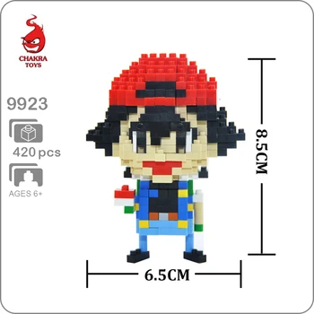 

CHAKRA 9923 Ash Ketchum Pocket Monster 3D Model 420pcs Micro Diamond Mini Building Small Blocks Bricks Toy for Children no Box