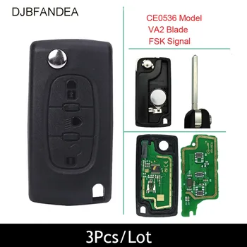 

DJBFANDEA 3PCS/Lot 433mhz Remote Key Work for PEUGEOT 207 307 208 308 408 Partner Auto Door Lock Controller (CE0536, VA2, FSK)