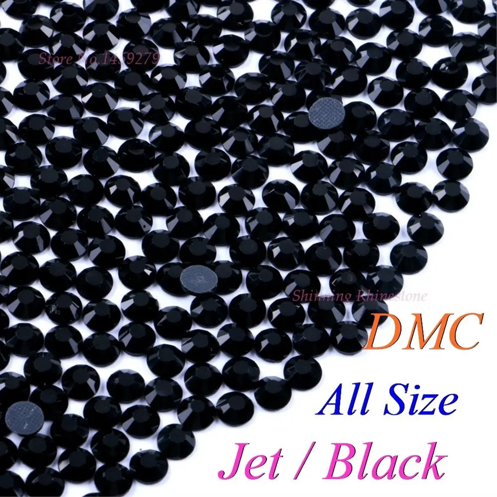 

DMC Jet Black SS6 SS10 SS16 SS20 SS30 Mixed Size Glass Crystals Hotfix Rhinestone Iron-on Rhinestones Shiny DIY With Glue