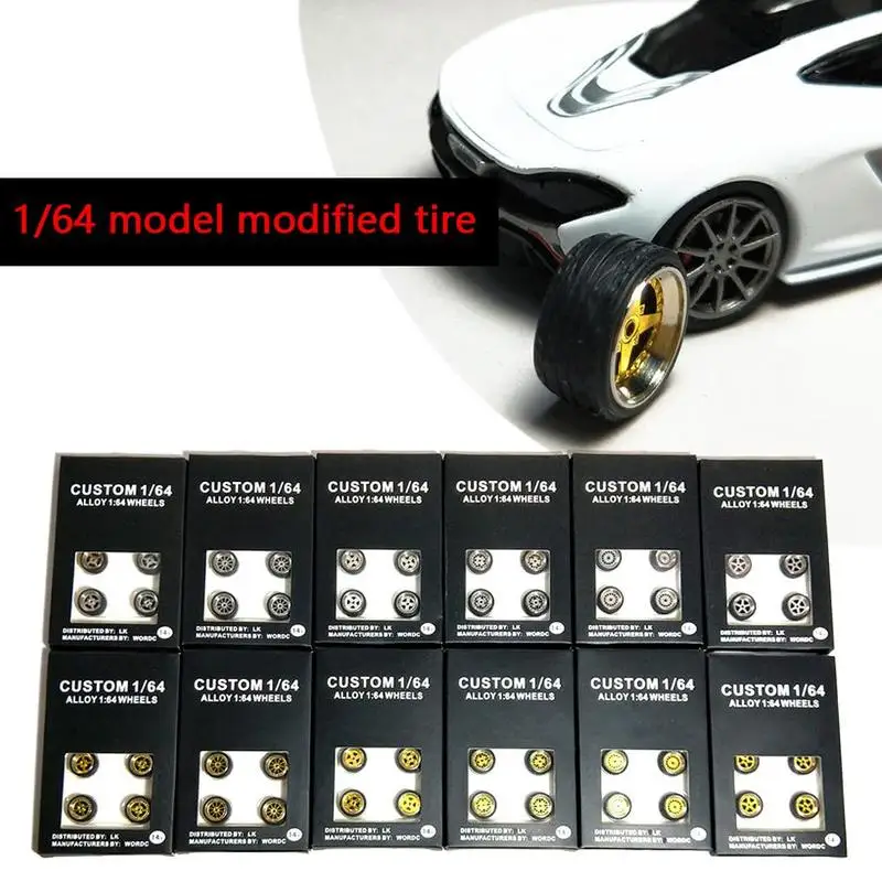 

New Style 1:64 Model Modified Tire Diecasts Alloy Wheel Tire Rubber Toy Vehicles General Model Of Car Change Accessories
