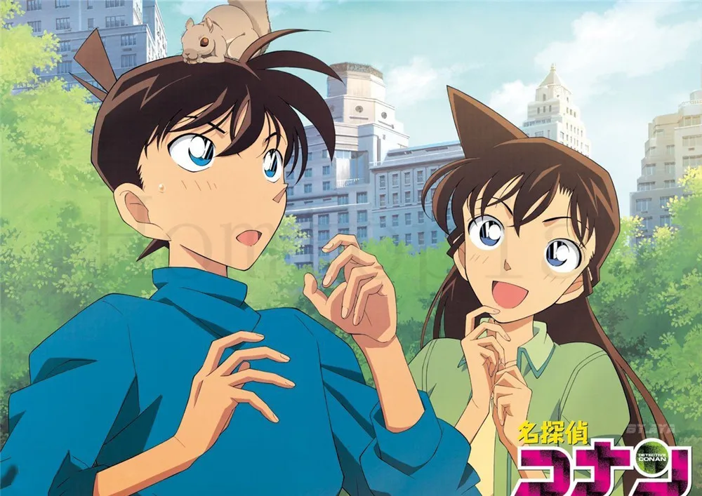 探偵コナンポスターアニメウォールステッカーホワイトコート紙プリント高精細リビング寝室バー装飾ホームアート Home Art Poster Animedecoration Home Aliexpress