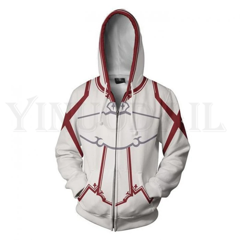 

Anime Sword Art Online Hoodie Men and Women Zipper Hoodies Asuna 3d Print Hooded Jacket for Boys Harajuku Streetwear Cosplay