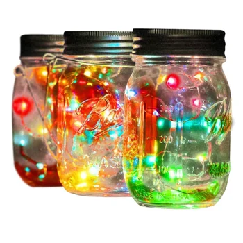 

LED Fairy Light String For Mason Jar Solar Lid Insert Color Changing Waterproof Garden Decor light Christmas party Decor Garland