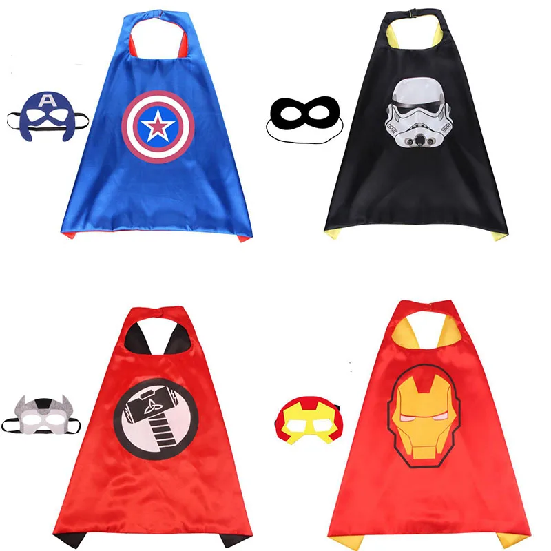 

Marvel the Avengers Cosplay Cloak Toys Ironman Cape Shawl Captain America Spider man Thor Hulk Halloween Cosplay Eye Mask Toy