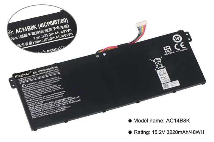 Najtaniej KingSener AC14B8K bateria do acer Aspire E3 111 E3 112 CB3 111 CB5 311 ES1 511 ES1 512 E5 771G V3 111 V3 371 ES1 711 15.2V 48WH