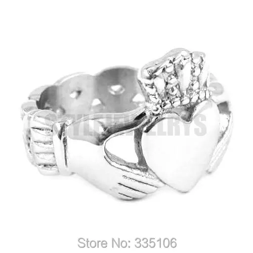 Ирландское кольцо в стиле ручной работы, чтобы держать сердце с короной кольцо из нержавеющей стали ювелирные изделия Кельтский Узел женское кольцо SWR0023
