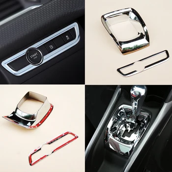 

2014 15 16 2017 For Peugeot 2008 ABS Chrome Car gear shift knob Console engine start Control button frame Cover Trim accessories