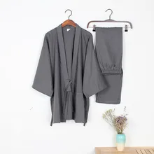 Кимоно пижамы для мужчин осенние хлопковые тканые пижамы для сна мужские пижамы для сна комплект кимоно