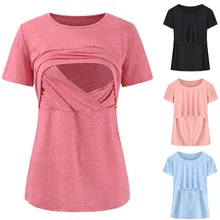 MUQGEW/Одежда для грудного вскармливания; женская рубашка для беременных и кормящих; двухслойная блузка с короткими рукавами; футболка; lactancia materna# y2