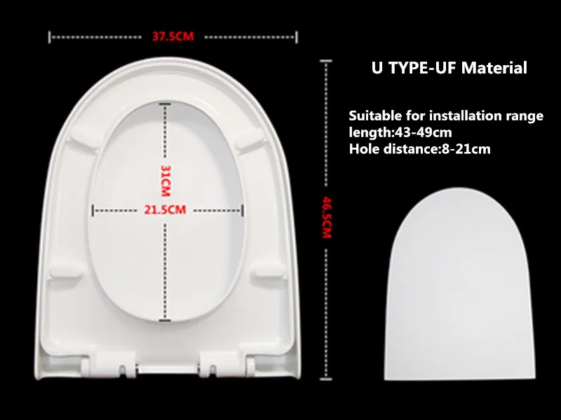 Универсальные утолщенные мочевина-формальдегидные смолы UF доска медленно закрывающиеся сиденья для унитаза, u-v квадратной формы высокое качественный туалет, J18027 - Цвет: U TYPE Toilet Seat C