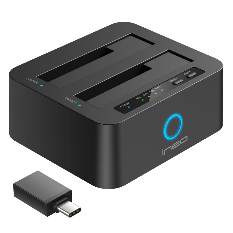 

ineo Dual HDD Docking Station with Offline Clone Duplicator For USB 3.0 to 2x 2.5 and 3.5 inch Hard Drive SSD [T3527-VIII]