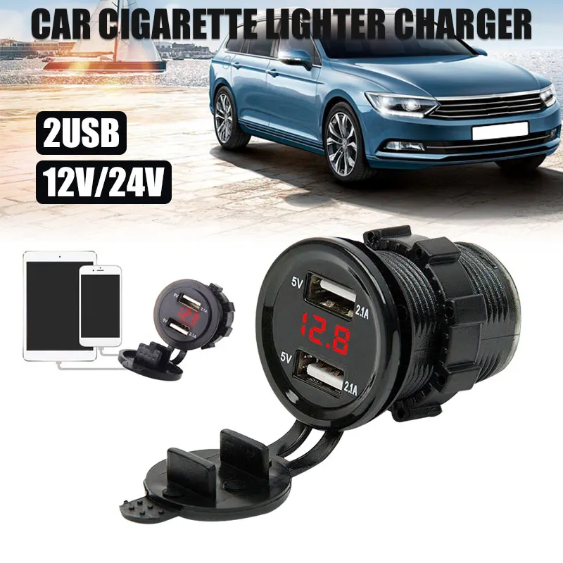 

VEHEMO Dual USB Cars Cigarette Charger Auto Charger Car Accessories Waterproof Phone Universal Car Charger Pad