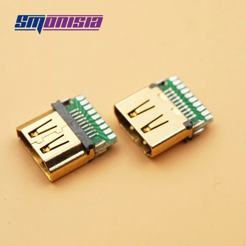 Smonisia 10PCS HDMI A Type PCB Board Bond Wires Seals HD HDMI Socket Connector Female Seat