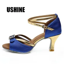 220 каблук 7 см/5 см цвет: черный, синий Сальса Танцы обувь Zapatos Сальса Танго, латина Обувь для танцев для Для женщин