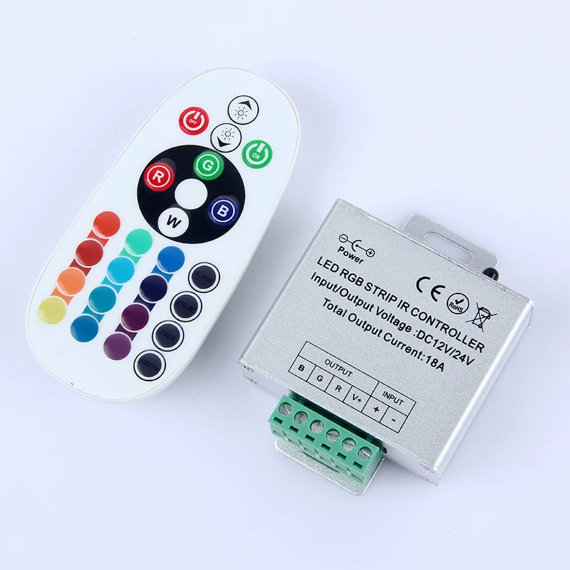 ИК-контроллер для светодиодной ленты RGB с пультом дистанционного управления 12 в 24 В соединительный провод 18A 36A неоновый RGB светодиодный пульт управления